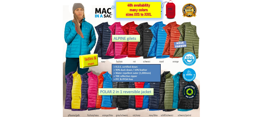 MAC IN A SAC - ALPINE gilets - POLAR 2 in 1 reversible Jacket - Ladies & Men